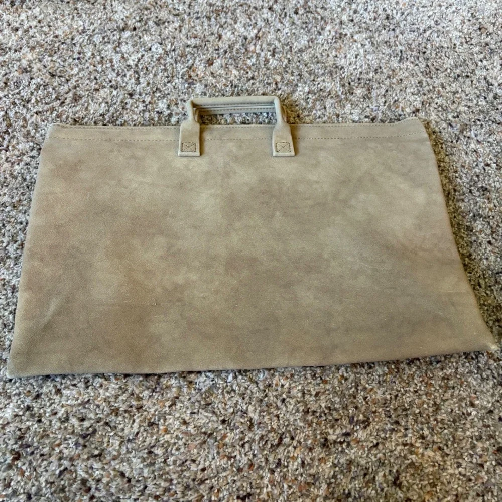 Vintage Tan Faux Suede Document Briefcase Portfolio Laptop Bag